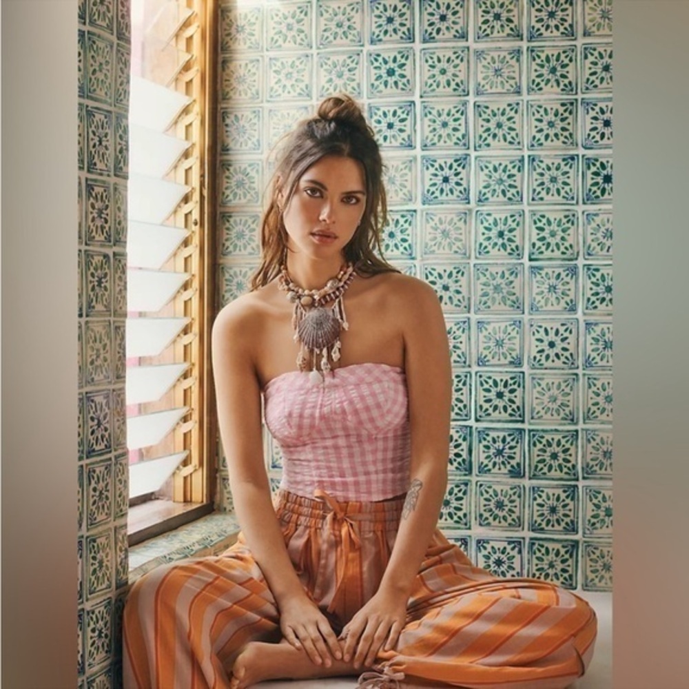 NWOT Free People Leilani Gingham Tube Top